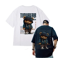 【Plus Size S-9XL】Men T-Shirt Oversized Loose Fashion American Vintage Hoodie Bear Print  Round Neck 