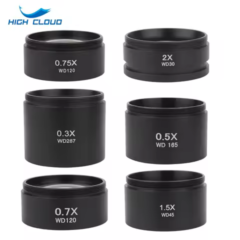 WD165 0.5X 0.7X 0.75X 1.5X 2.0X Auxiliary Objective Lens Thread 48mm Barlow Glass Lens For Stereo tr