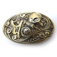 紋身機骷髏黃銅皮帶扣，Tattooist 腰帶配件