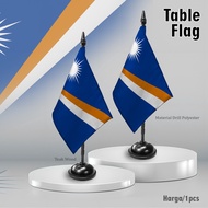 Marshall Island Table Flag Smooth Velvet Fabric + Wooden Stand / Table Flag, Room Decoration
