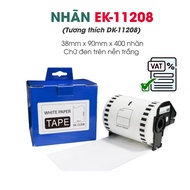 Printed label EK-11208 size 8mm x 90mm / Black text on white background / Compatible with Brother DK