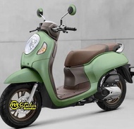 Decal Sticker print Scoopy Full body warna hijau sage