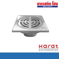 KARAT FAUCET KA-06-832-ST Square Odor-Proof Grate 2-Inch PVC Pipe Connector 4 Inch Flange
