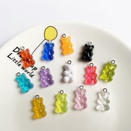 10pcs Resin Crystal Epoxy Candy DIY Little Bears Charms for Making Cute Necklace Earring Bracelet Keychain Pendant Jewelry DIY