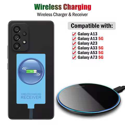 Qi Wireless Charger & Receiver for Samsung Galaxy A13 A23 A33 A73 A53 5G Wireless Charging Adapter U