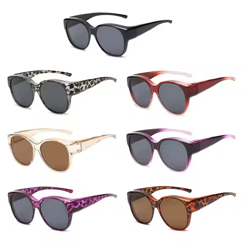 Summer UV Protection Driving Sunglasses Y2K Round Frame Wear Over Glasses Retro Fit Over Sunglasses 