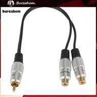 BUR_ 2 RCA Female to 1 Male Phono Splitter Y Adapter Cable/Lead-T Subwoofer Audio Sub