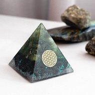 預訂【綠髮晶、黑曜石】奧根水晶能量金字塔Orgonite 6x6 cm