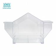 [Gralara] Avian Feeder Easy to Clean Clear home Shaped Avian Feeder Weatherproof Garden Supply for C