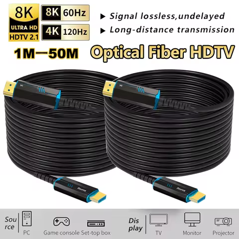 8K HDMI 2.1 Optical Fiber Cable 8K@60Hz 4K@120Hz 48Gbps Speed HDR EARC HDMI 2.1 Cable For TV PS5 Pro