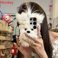 Cute Fluffy Plush Bow Puppy Furry Case For OPPO A3X A59 A5 A9 A53 A80 F27 F25 F11 F9 F7 Find X8 X7 X