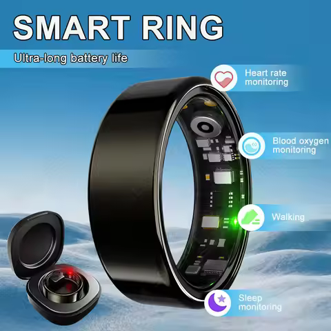 R09 Smart Ring Military Grade Titanium Steel Shell Health Monitoring IP68 & 3ATM Waterproof Multi-sp