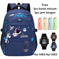 tas sekolah anak laki laki astronot tas sekolah anak SD SMP free jam gisok dan tambler untuk tas nya
