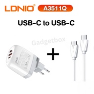 LDNIO A3511Q 65W GaN Fast Charger PD QC3.0 หัวชาร์จสำหรับแมคบุค โทรศัพท์มือถือ ชาร์ตโน้ตบุคได้ หัวชา