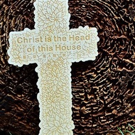 Flower Cross 基督是我家之主 木片掛飾/壁貼裝飾/居家禮品