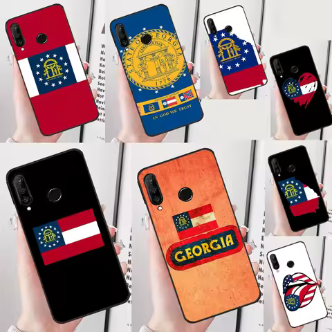 Georgia State Flag For Huawei Nova 12i 11i 8i 12s 9 10 SE Y90 Y60 Y70 Y72 Y61 Y91 P20 P30 P40 Lite P
