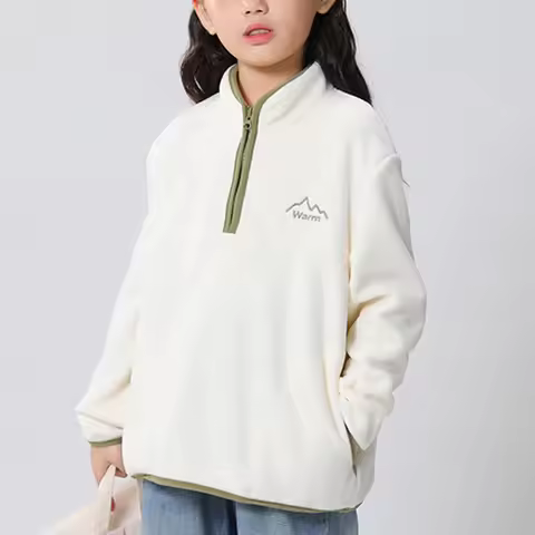 Boys And Girls Toddlers Polar Fleece Quarter Zip Pullover Jacket Stand Children'S Cotton Coat Cute L