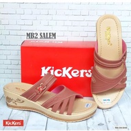(cod) sandal kickers wedges sandal casual wanita selop slop slip on tali slempang pesta ibu resmi
