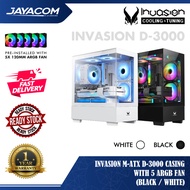 Invasion M-ATX D-3000 Casing (Black / White) [FREE 5x 120mm ARGB Fan]