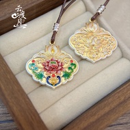 Silver Art Jewelry {Lotus} Pure Silver 9999 Gold-Painted Enamel Sterling Silver Pendant Necklace All