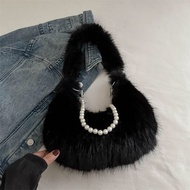 Fur bag, 2-string Guangzhou bag, beautiful and gentle pearl string