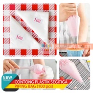[100 PCS] TRIANGLE CONTONG PLASTIC Piping/ Pipping/ Papping Bag Piping Bag Piping Bag and Nozzle