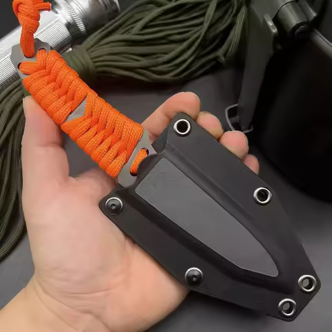 2026 new Full Tang Portable Fixed Blade Knife 8Cr13Mov Blade Nylon Rope Handle Fishing EDC Camping K