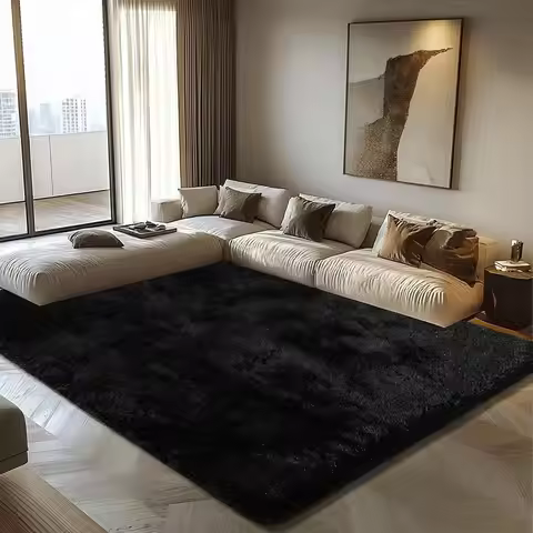 6x9 luy Area Rug or Living Room,Shag Area Rugs or Bedroom,Black Sot uzzy Rug Non-Shedding Indoor Plu