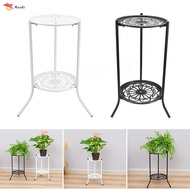 2-Tiered Tall Plant Stand Metal Plant Shelf Supports Rack for Indoor Outdoor Home Decoration