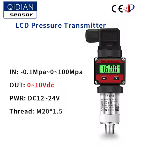 Digital Pressure Transmitter 4-20mA 0-10V M20*1.5 Pressure Transducer Sensor 0-60Mpa RS485 Pressure 