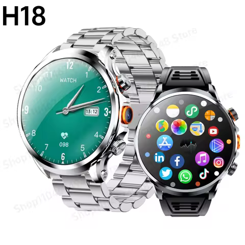 16+256GB Android H18 Smartwatch 4G LTE 1100Mah Battery Play Store Heart Rate 1.95 inch Spherical scr