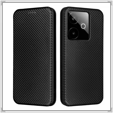 Realme GT 7 GT7 7T 5G Luxury Carbon Fiber Skin Leather Case Book Flip Magnet Full Cover For Realme G