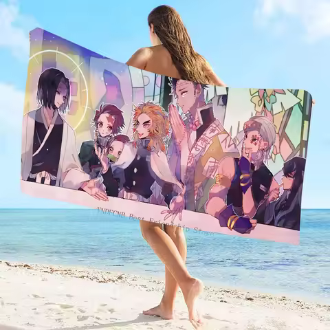 1pc Demon Slayer Kagaya Ubuyashiki Towel Microfiber Beach Towel Quick Dry Kids Beach Blanket Soft Po