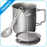 Lixada 750ml Titanium Coffee Cup Mug French Press Pot Coffee Maker Outdoor Camping Cooking Pot with 