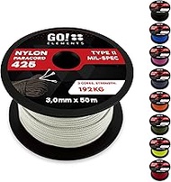 GO!elements 100 m Paracord Rope Made of Tear-Resistant Nylon - 3 mm Paracord 425 Type II Max. 192 kg
