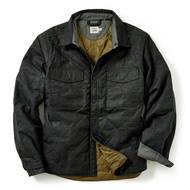 jaket motor pria FLINT AND TINDER Quilted Waxed Shirt Jacket - black

