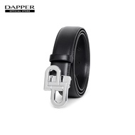 DAPPER เข็มขัดหนังแท้ DP Iconic Silver Buckle สีดำ