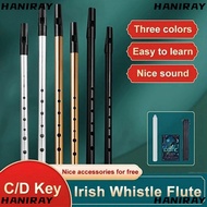 HANIRAY Irish Whistle Flute, Easy-to-learn 6 Holes Aluminum Tin Whistle, Portable C/D Key Rich Tone 