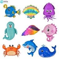 ISITA Kids Birthday Party Decoration, Lantern Fish/Sea Snail/Seahorse Octopus/Shark/Crab/Whale/Shell/Sea Lion Ocean Animal Aluminum Foil Balloon, Inflatable Baby Shower Supplies