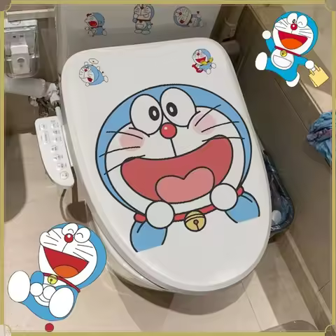 Doraemon Toilet Stickers Decorative Bathroom Lovely Animal Beautification Decoration Toilet Lid Home
