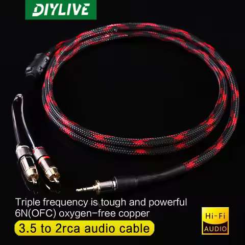 DIYLIVE HiFi Fever 3.5mm Dual Lotus Audio Cable Pure Copper 3.5rpm HiFi Grade Mobile Audio Cable for