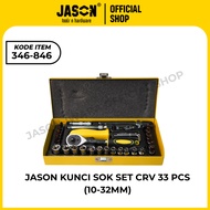 MATA Jason Cr-V Sock Wrench Set 33 Pcs 10-32mm Sock Eye Set 1/4 Inch 6PT Socket Wrench Set 1/2 Inch 