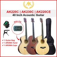 AK (AK-220C , 230C) 40 Inch Acoustic Guitar Spruce Top / Mahogany Side &amp; Back Cutaway + Accessories Gitar Akustik Murah