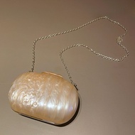 กระเป๋าสี่เหลี่ยมเล็ก UGALS Acrylic Watercolor Oval Egg Shell Bag กระเป๋าสะพายไหล่ข้างเดียวสำหรับงาน