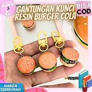 GANTUNGAN BURGER RESIN KEYCHAIN CUTE UNIQUE BURGER COLA RESIN KEYCHAIN CUTE PLASTIC BURGER COLA RESI