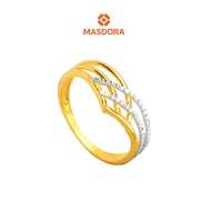 MASDORA 916 Gold Ring Rings Cincin Emas ~ Duotone Crisscross V (EMAS 916/22K)