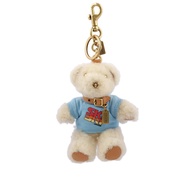 COACH 羊毛及皮革熊熊造型吊飾/鑰匙圈(米色/藍色/焦糖色)
