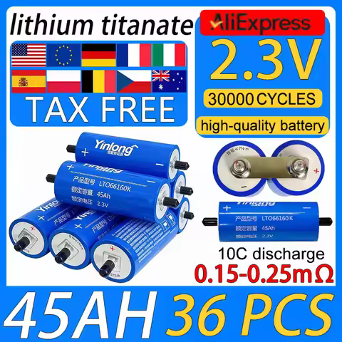 36pcs 2.3v 45ah yinlong lto 66160 lithium titanate battery DIY 12v 24v solar speaker car power charg