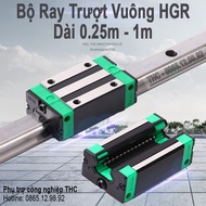 Thanh Ray Trượt Vuông HGR15 20 25 (1 Thanh Ray + 2 Con Trượt Vuông HGH) Dẫn Hướng CNC Chính Xác Chất