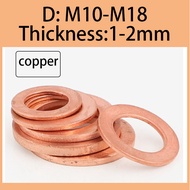 Copper gasket, purple copper flat gasket, marine meter sealing ring, metal gasket M10/M12/M14/M16